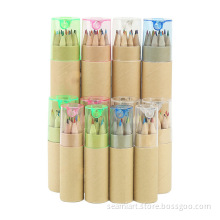 12colors kids color pencil kraft paper tube box